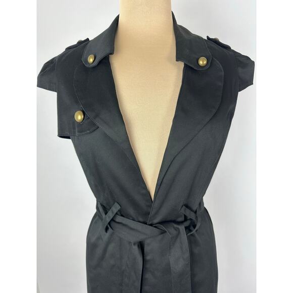 NWT Voom by Joy Han Size Medium Black Cotton Canvas Trench Coat Steampunk Y2K - Picture 2 of 14